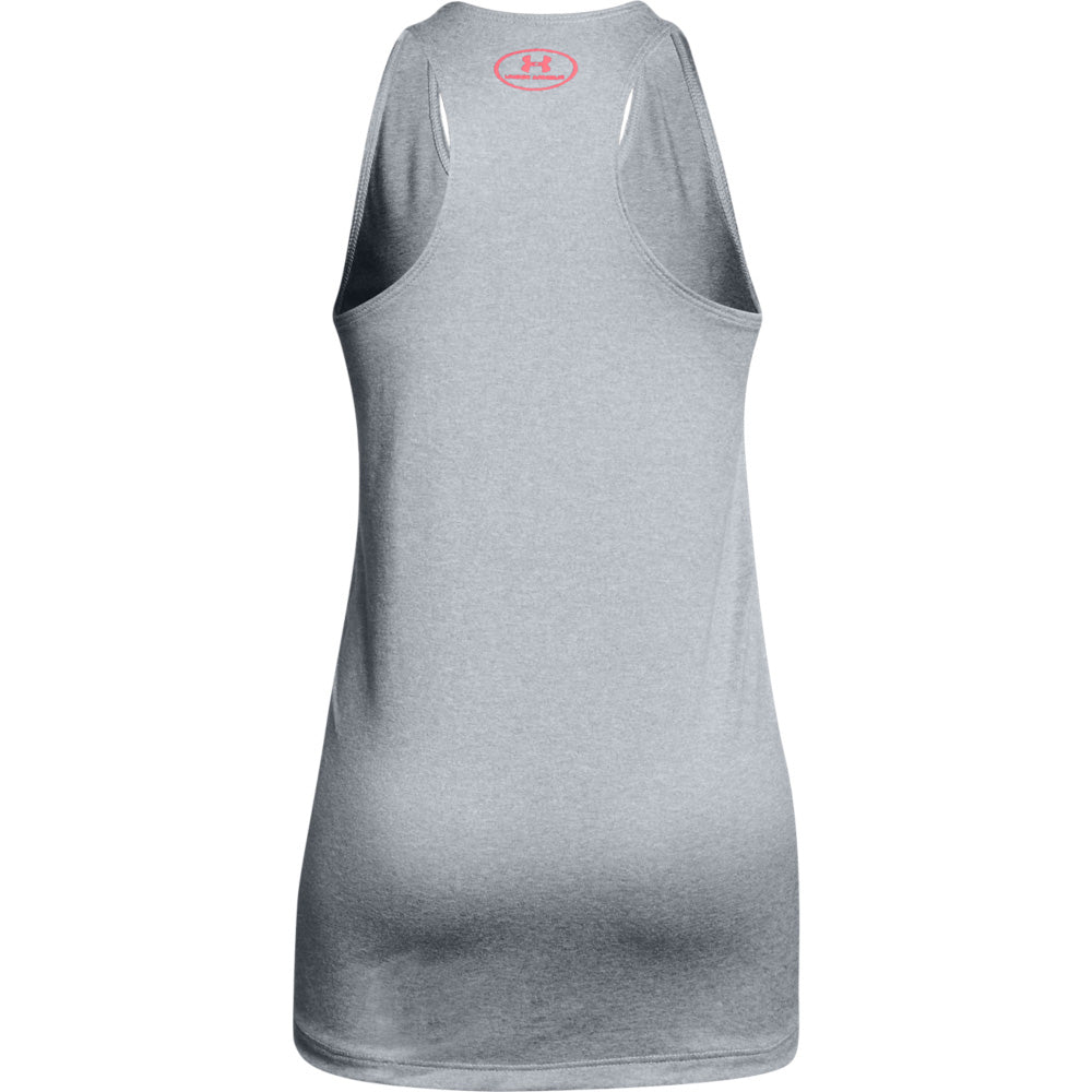 UNDER ARMOUR BIG LOGO SLASH GIRLS GREY TANK