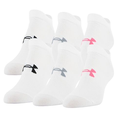 UNDER ARMOUR WOMEN'S ESSENTIAL NO SHOW SOCKS 6 PACK - WHITE