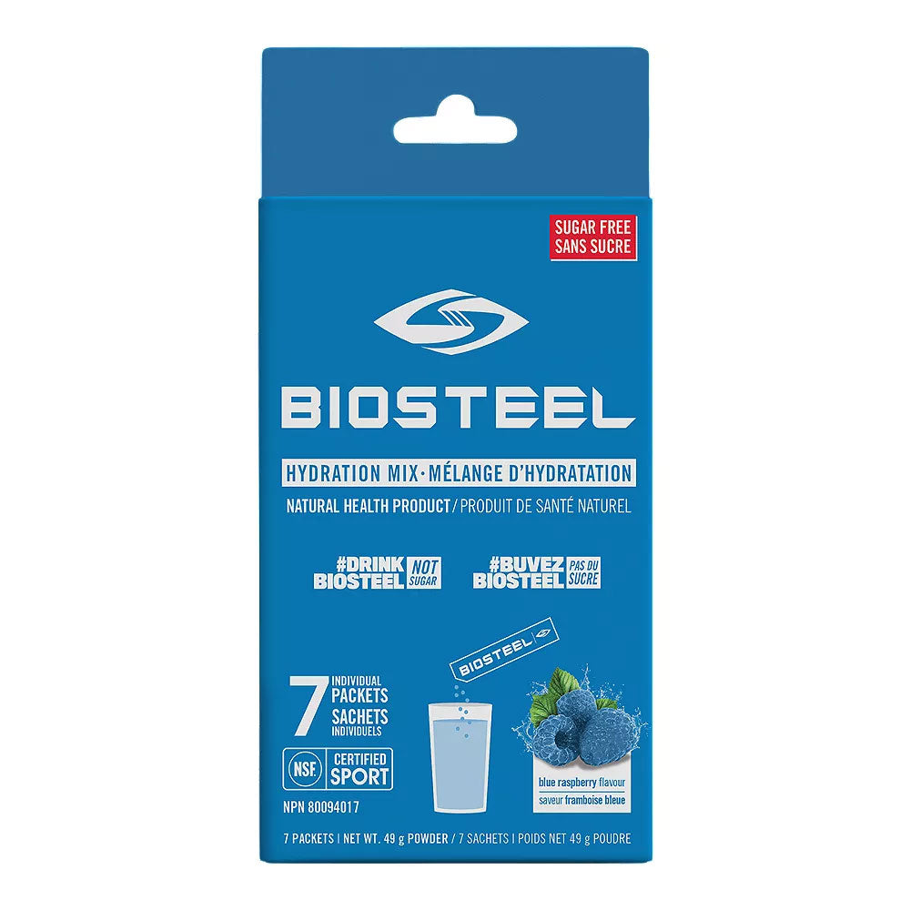 BIOSTEEL HYDRATION SPORTS DRINK MIX 7 COUNT BOX - BLUE RASPBERRY