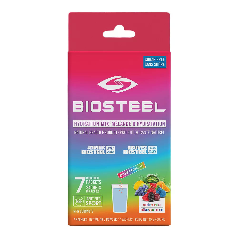 BIOSTEEL HYDRATION SPORTS DRINK MIX 7 COUNT BOX - RAINBOW TWIST