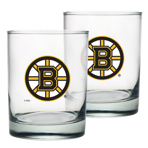 BOSTON BRUINS 2 PACK ROCK GLASS - ETCHED