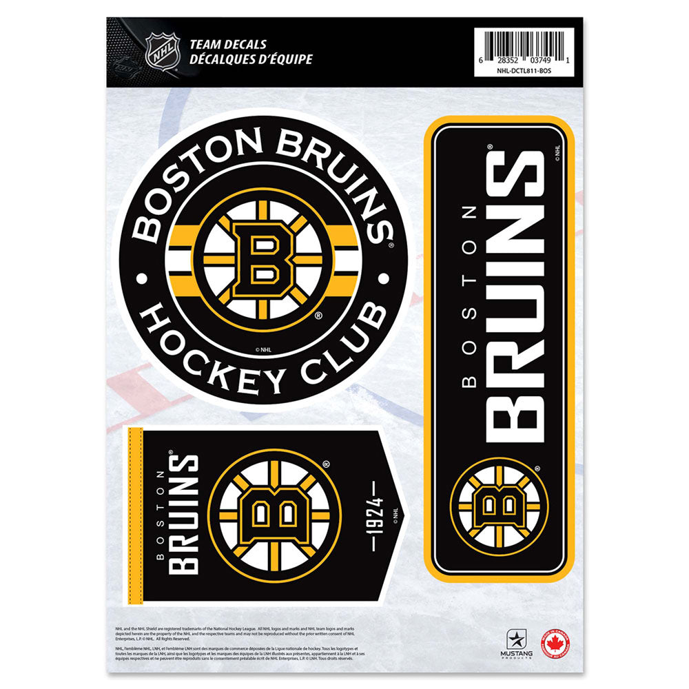 BOSTON BRUINS 8" X 11" DECAL SET