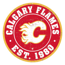 CALGARY FLAMES DISTRESSED WALL SIGN