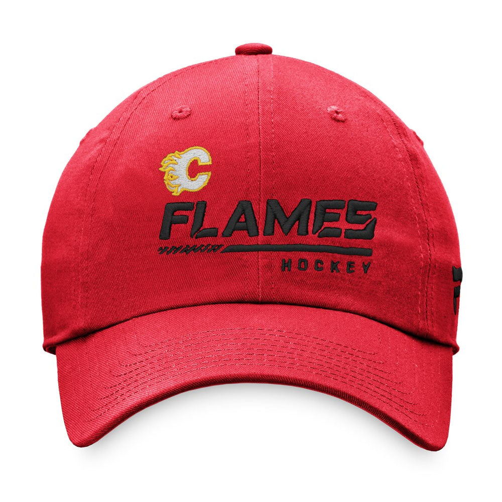 CALGARY FLAMES FANATICS MEN'S AUTHENTIC PRO LOCKER ROOM UNSTRUCTURED ADJUSTABLE HAT