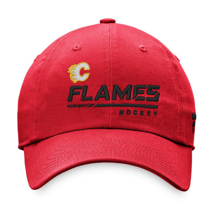 CALGARY FLAMES FANATICS MEN'S AUTHENTIC PRO LOCKER ROOM UNSTRUCTURED ADJUSTABLE HAT