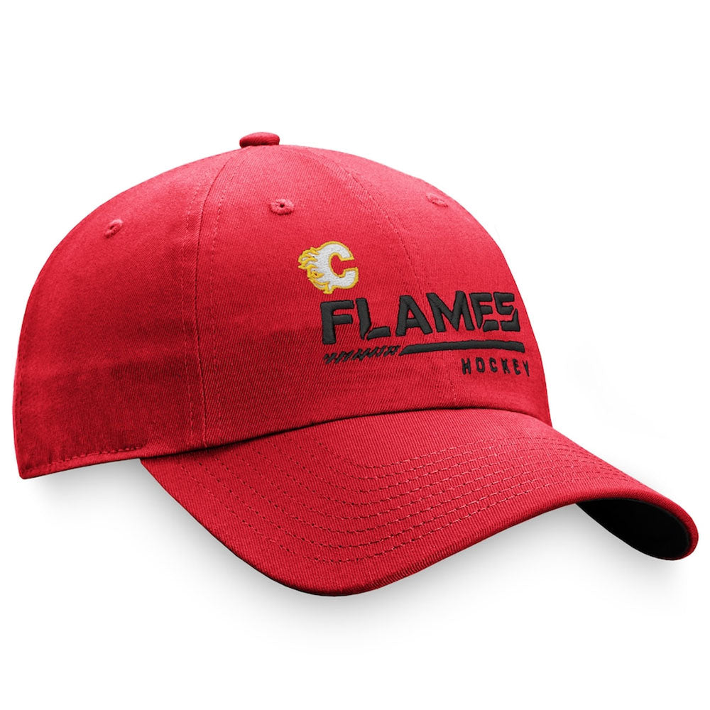 CALGARY FLAMES FANATICS MEN'S AUTHENTIC PRO LOCKER ROOM UNSTRUCTURED ADJUSTABLE HAT
