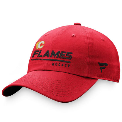 CALGARY FLAMES FANATICS MEN'S AUTHENTIC PRO LOCKER ROOM UNSTRUCTURED ADJUSTABLE HAT