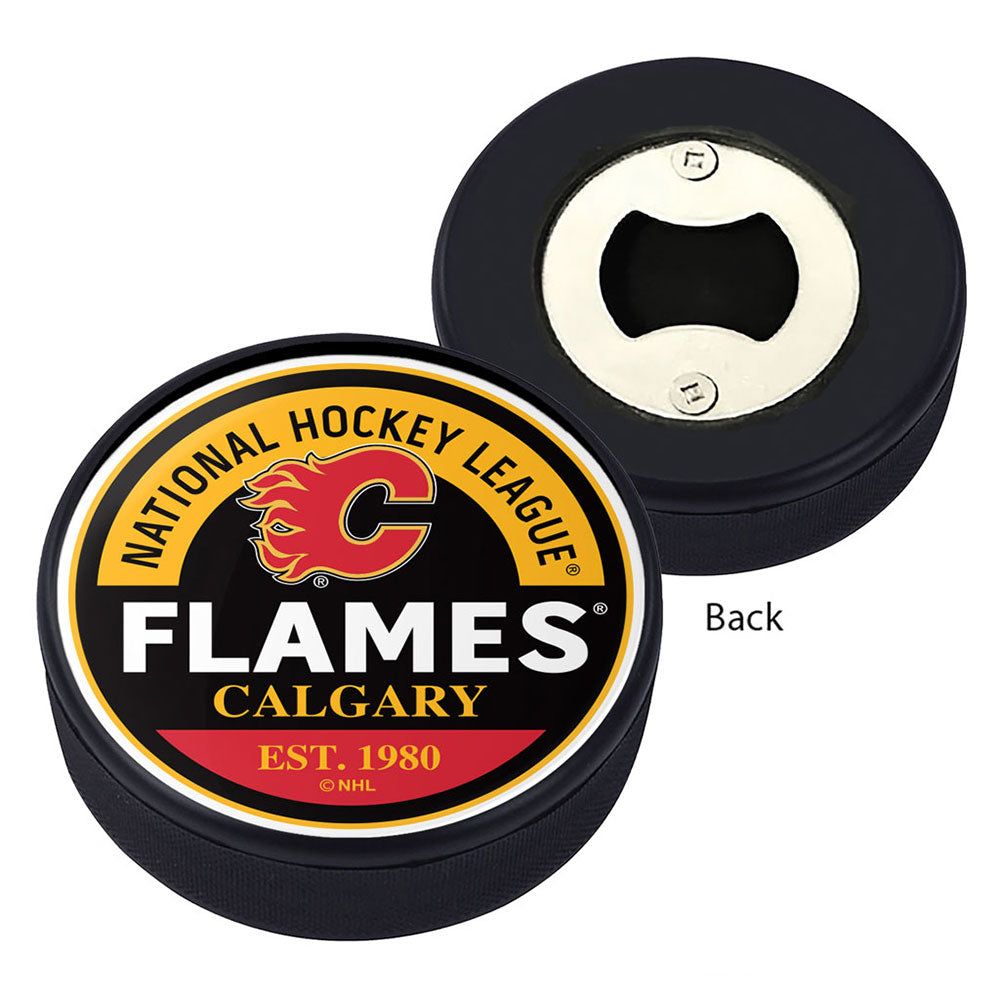 CALGARY FLAMES PUCK BOTTLE OPENER