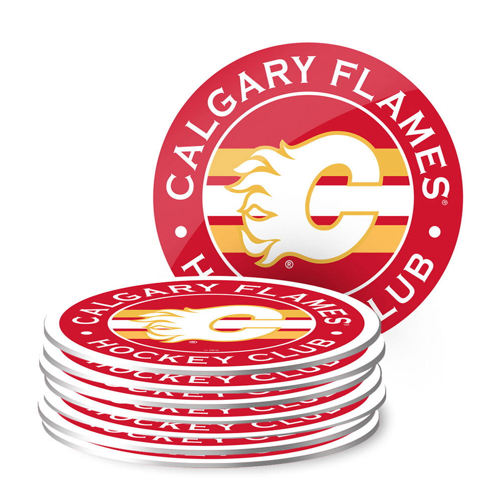 CALGARY FLAMES TEAM STRIPE COASTER - 8 PACK
