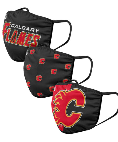 CALGARY FLAMES ADULT FACE MASKS - 3 PACK