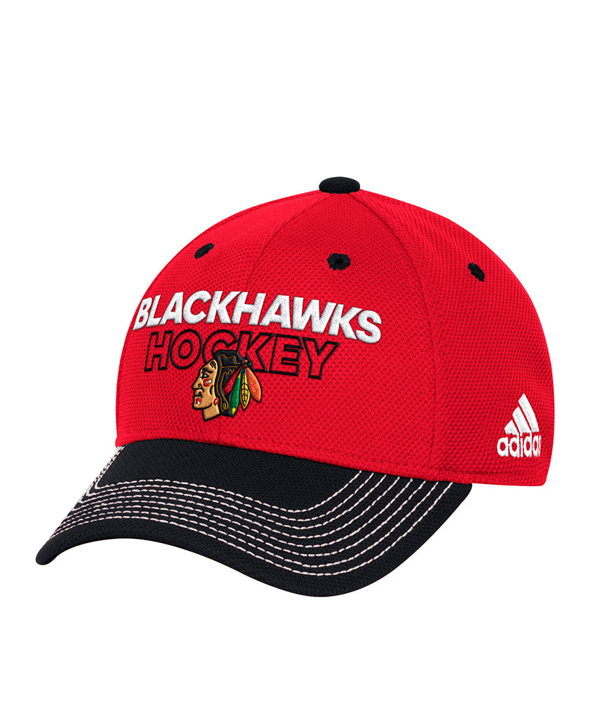 Adidas Mens Chicago Blackhawks Coach Flex Fit Hat Baseball Cap NHL