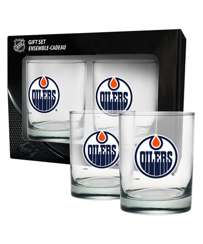 EDMONTON OILERS 2 PACK ROCK GLASS - ETCHED