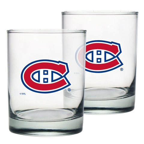 MONTREAL CANADIENS 2 PACK ROCK GLASS - ETCHED