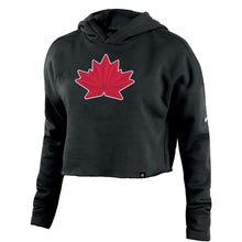 NIKE TEAM CANADA WOMENS 2022 OLYMPICS CAMPUS BLACK CROP HOODIE
