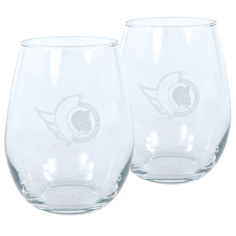 OTTAWA SENATORS 17OZ STEMLESS WINE GLASS SET - 2 PACK