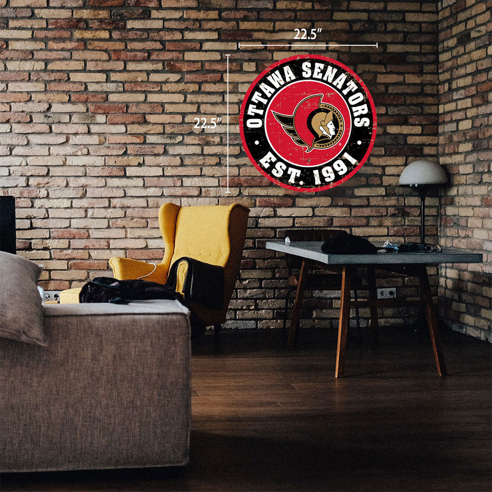 OTTAWA SENATORS DISTRESSED WALL SIGN
