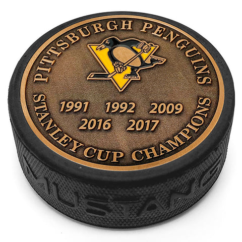 PITTSBURGH PENGUINS 5-TIME STANLEY CUP CHAMPIONS MEDALLION COLLECTION PUCK