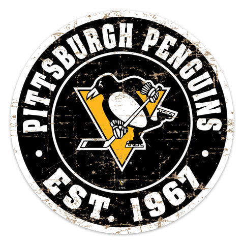 PITTSBURGH PENGUINS DISTRESSED WALL SIGN