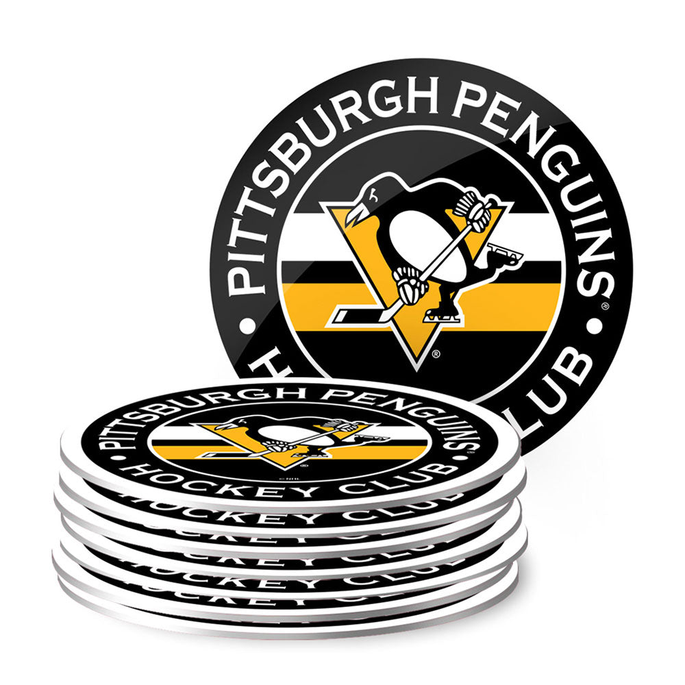 PITTSBURGH PENGUINS TEAM STRIPE COASTER - 8 PACK