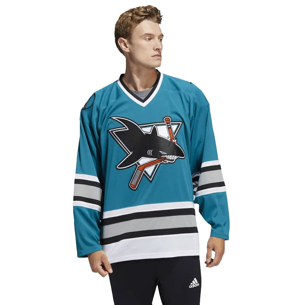Super happy to finally have this SJ Sharks warm up jersey in my collection!  : r/hockeyjerseys