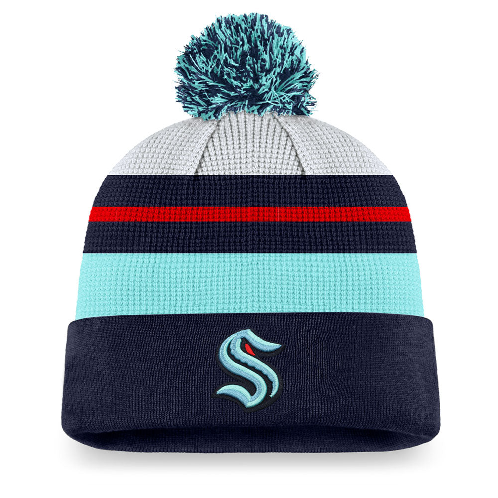 SEATTLE KRAKEN FANATICS MEN'S AUTHENTIC PRO DRAFT CUFF POM KNIT TOQUE