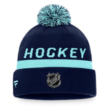 SEATTLE KRAKEN FANATICS MEN'S AUTHENTIC PRO LOCKER ROOM BEANIE CUFF POM TOQUE