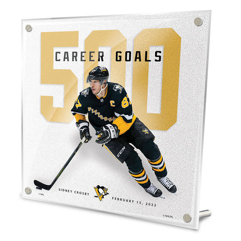 SIDNEY CROSBY PITTSBURGH PENGUINS 500TH GOAL COMMEMORATIVE 9X9 PLAQUE