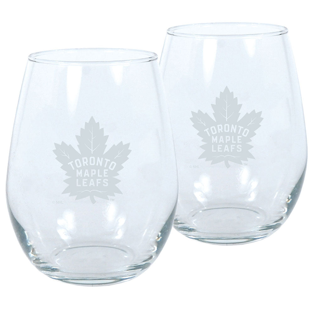 TORONTO MAPLE LEAFS 2 PACK STEMLESS WINE GLASS SET