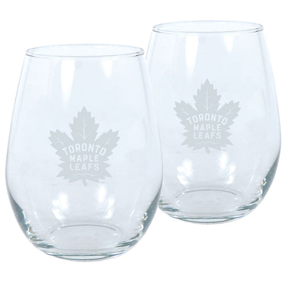 TORONTO MAPLE LEAFS 2 PACK STEMLESS WINE GLASS SET