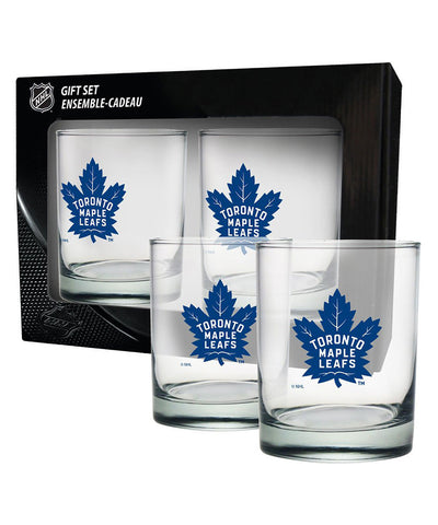 TORONTO MAPLE LEAFS 2 PACK ROCK GLASS - ETCHED