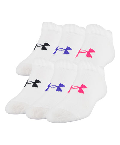 UNDER ARMOUR GIRL'S PHENOM NO SHOW 6 PACK - WHITE