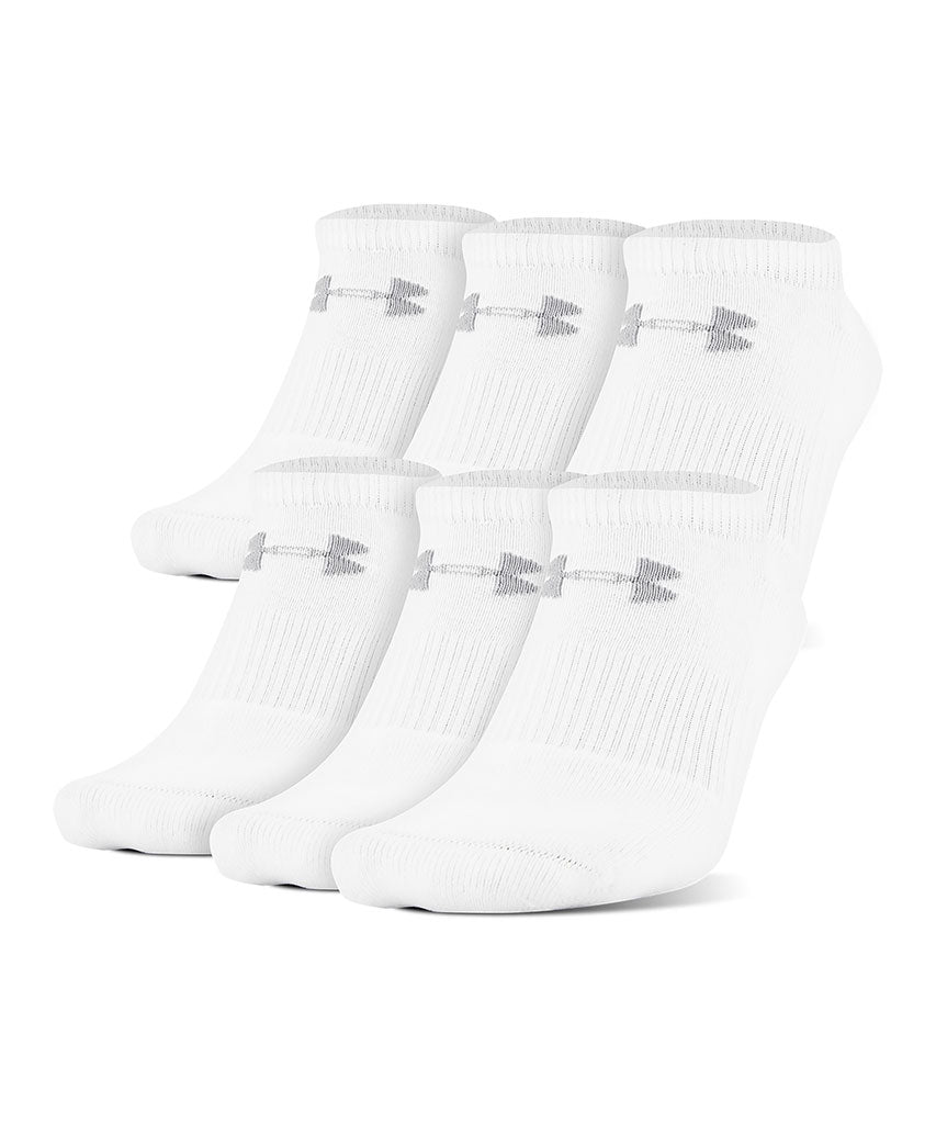 UNDER ARMOUR KIDS CC 2.0 NO SHOW SOCKS 6-PACK - WHITE