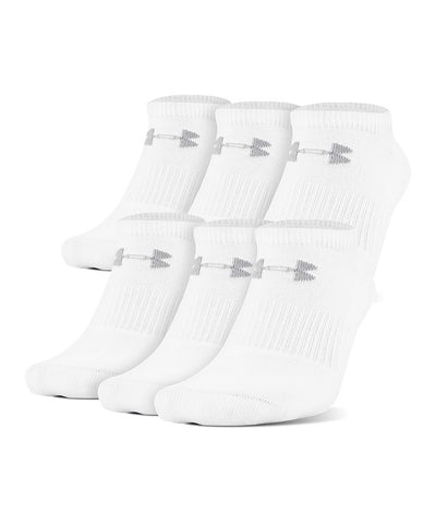 UNDER ARMOUR KIDS CC 2.0 NO SHOW SOCKS 6-PACK - WHITE