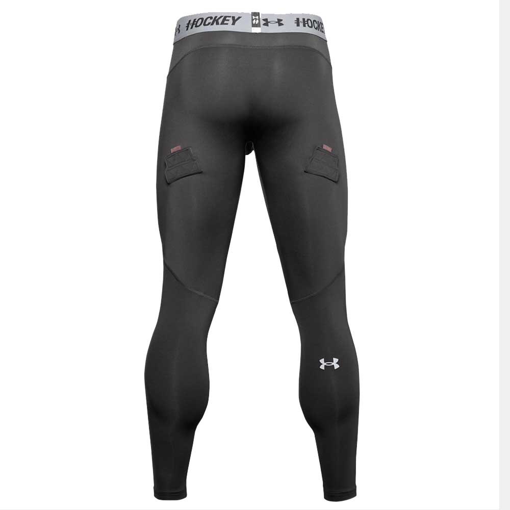 UNDER ARMOUR SENIOR HOCKEY COMPRESSION LEGGINGS - GREY