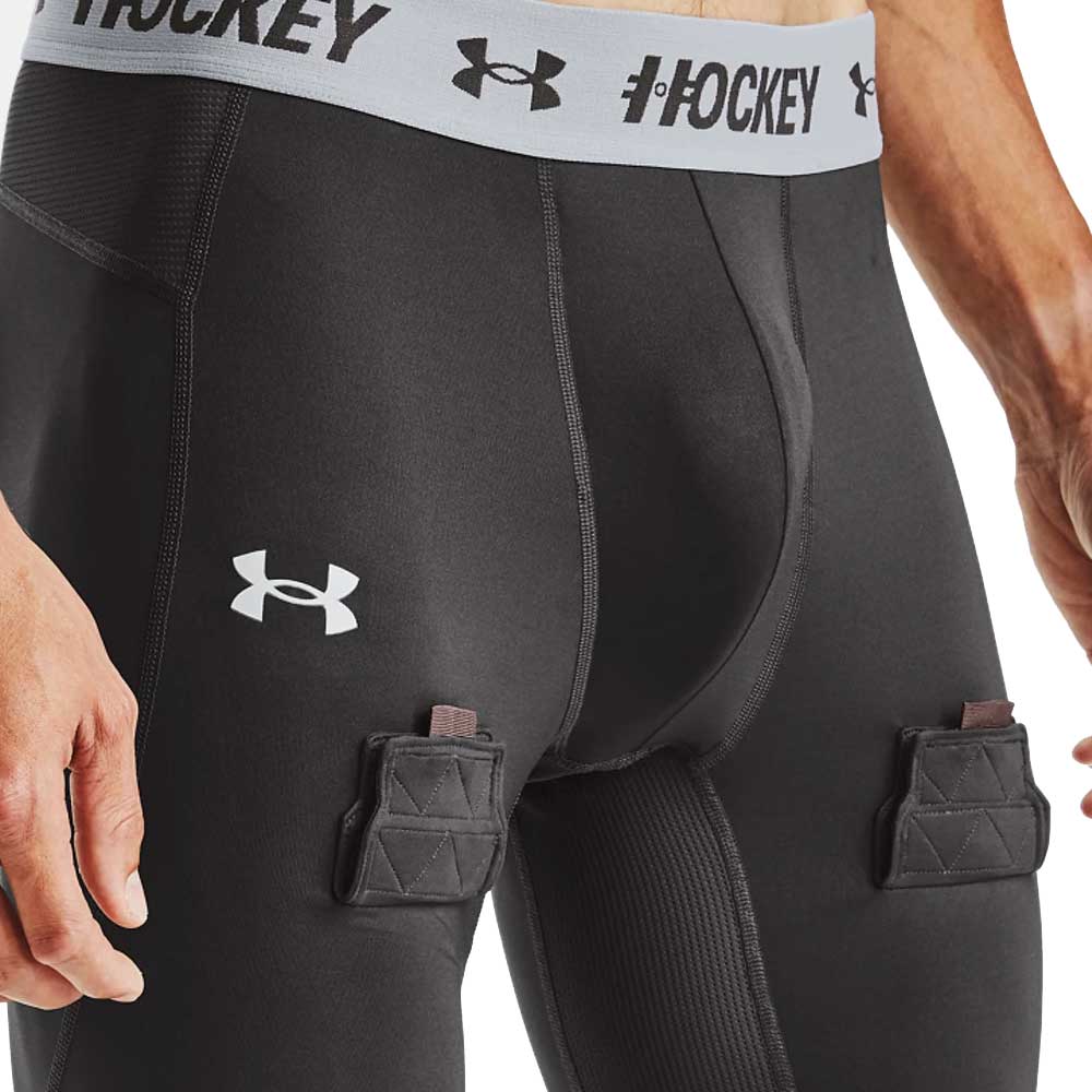 UNDER ARMOUR SENIOR HOCKEY COMPRESSION SHORTS - GREY