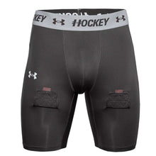 UNDER ARMOUR SENIOR HOCKEY COMPRESSION SHORTS - GREY
