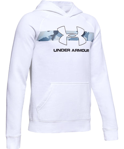 UNDER ARMOUR RIVAL KID'S HOODIE - WHITE