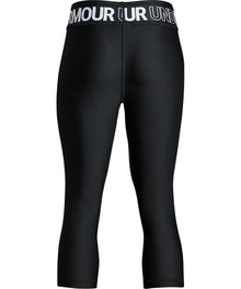 UNDER ARMOUR GIRL'S HEATGEAR CAPRI PANTS - BLACK