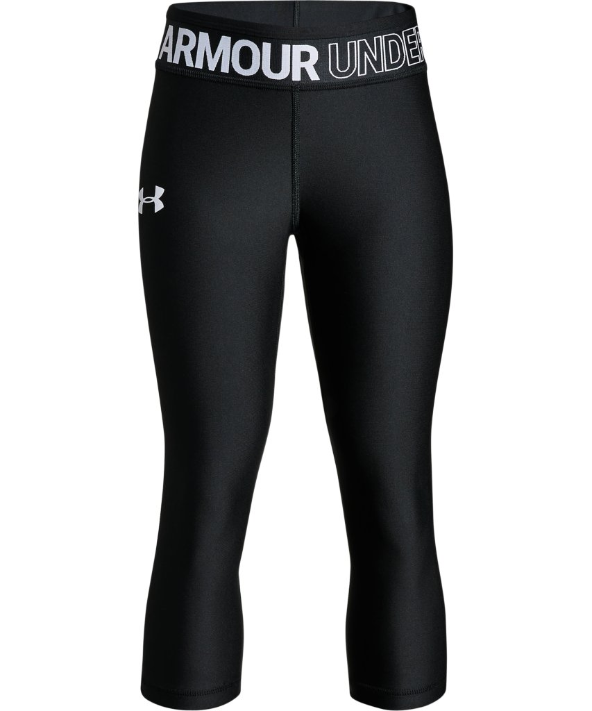UNDER ARMOUR GIRL'S HEATGEAR CAPRI PANTS - BLACK