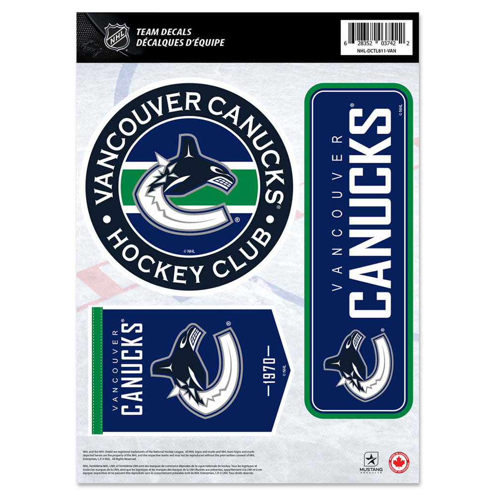 VANCOUVER CANUCKS 8" X 11" DECAL SET