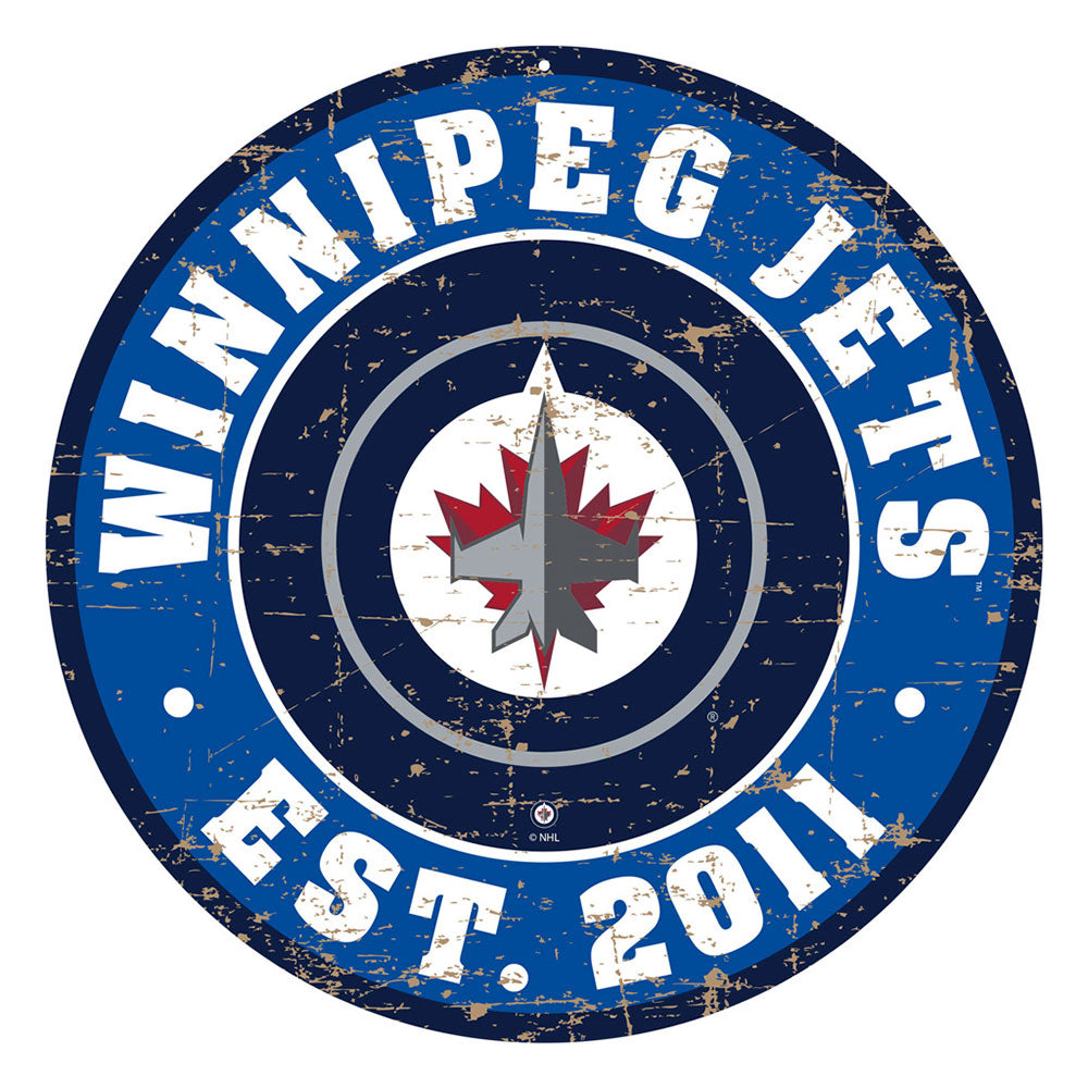 WINNIPEG JETS DISTRESSED WALL SIGN