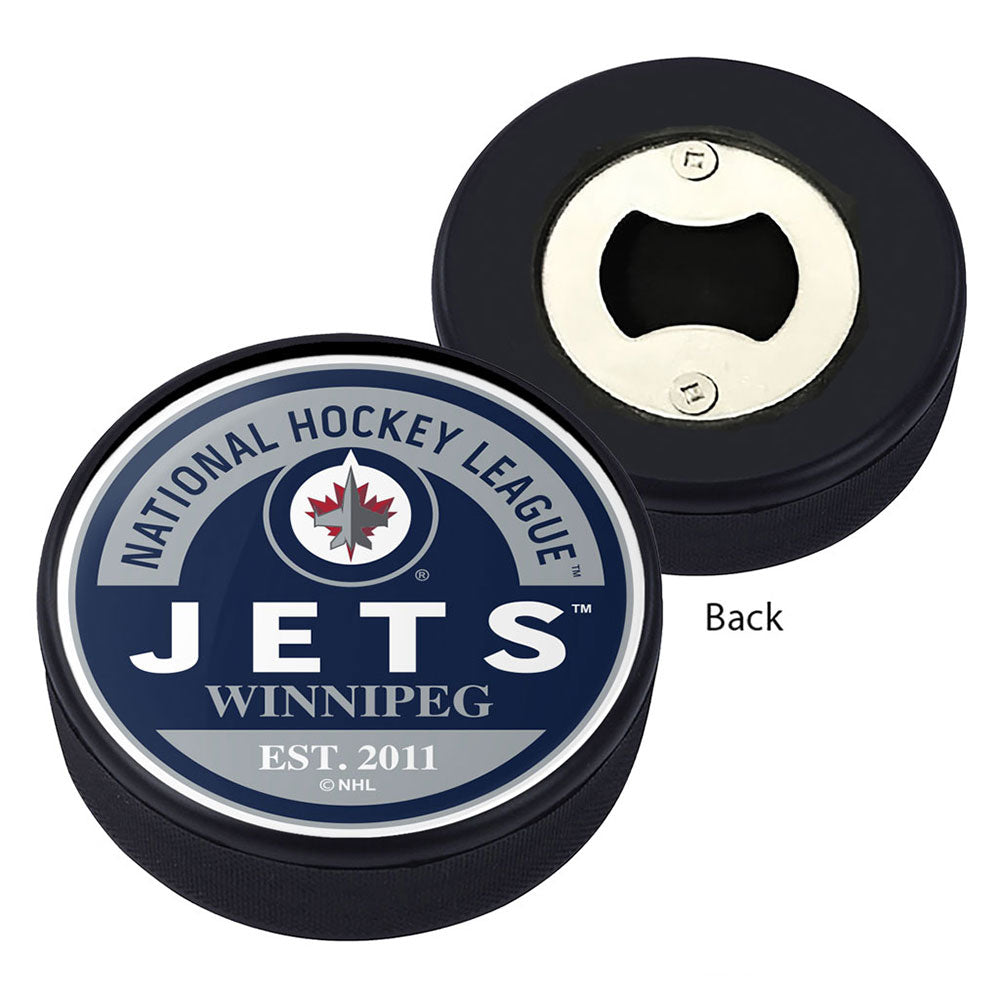 WINNIPEG JETS PUCK BOTTLE OPENER