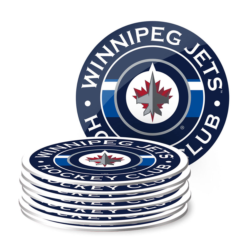 WINNIPEG JETS TEAM STRIPE COASTER - 8 PACK